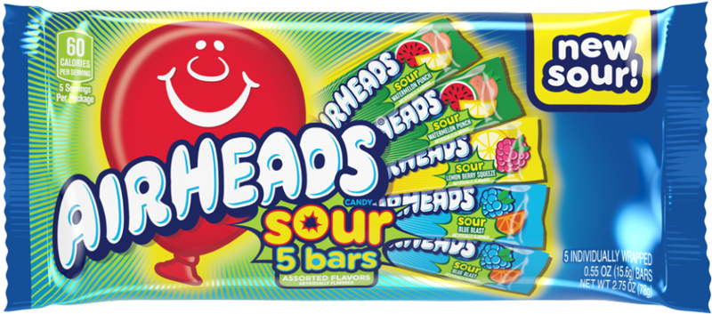 Airheads 5 Bar Pack Assorted Sour Flavors 2.75oz X 18 Units