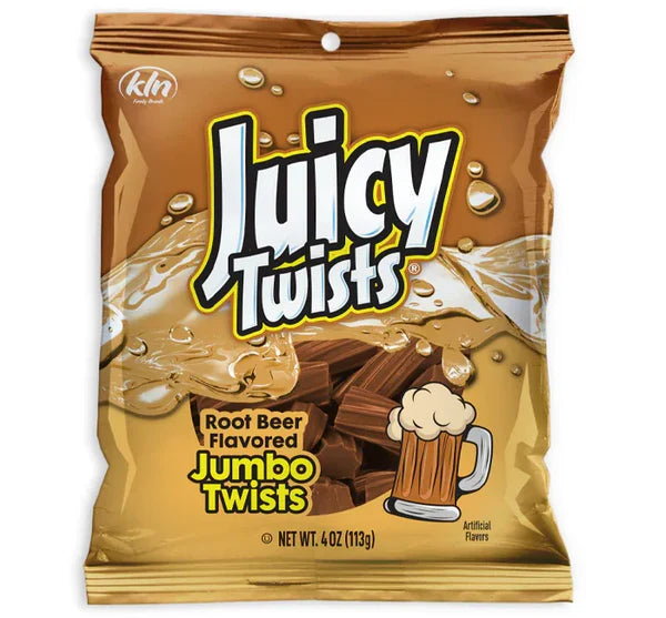 Juicy Twists Root Beer Sour Bites Peg Bag 4oz X 12 Units