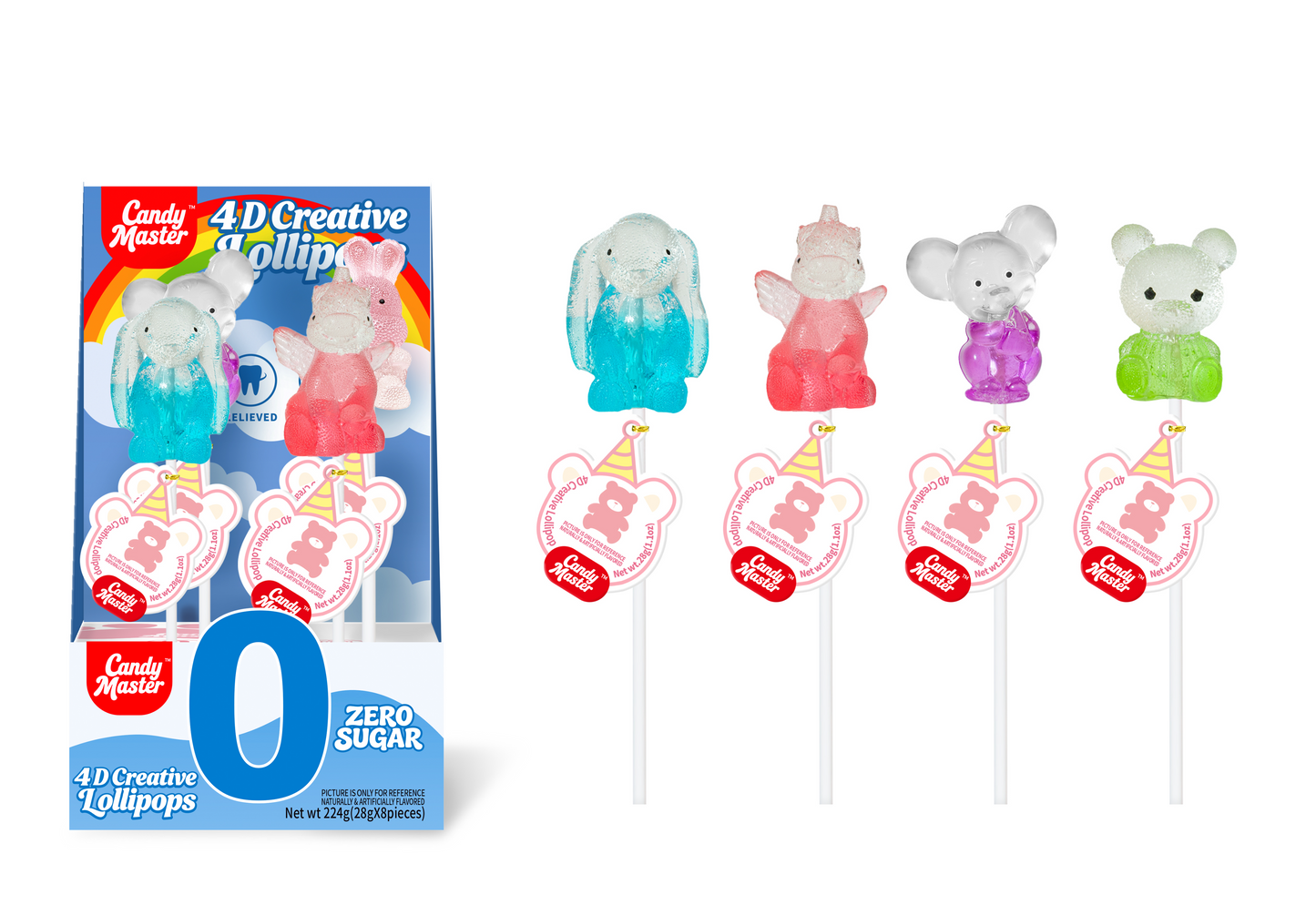 Candy Master 4D Lollipop Little Buddies Series 1.1oz X 8 Units
