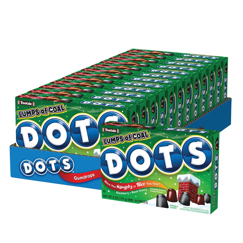 Xmas - Tootsie Dots Lumps of Coal Theatre Box 6oz X 12 Units