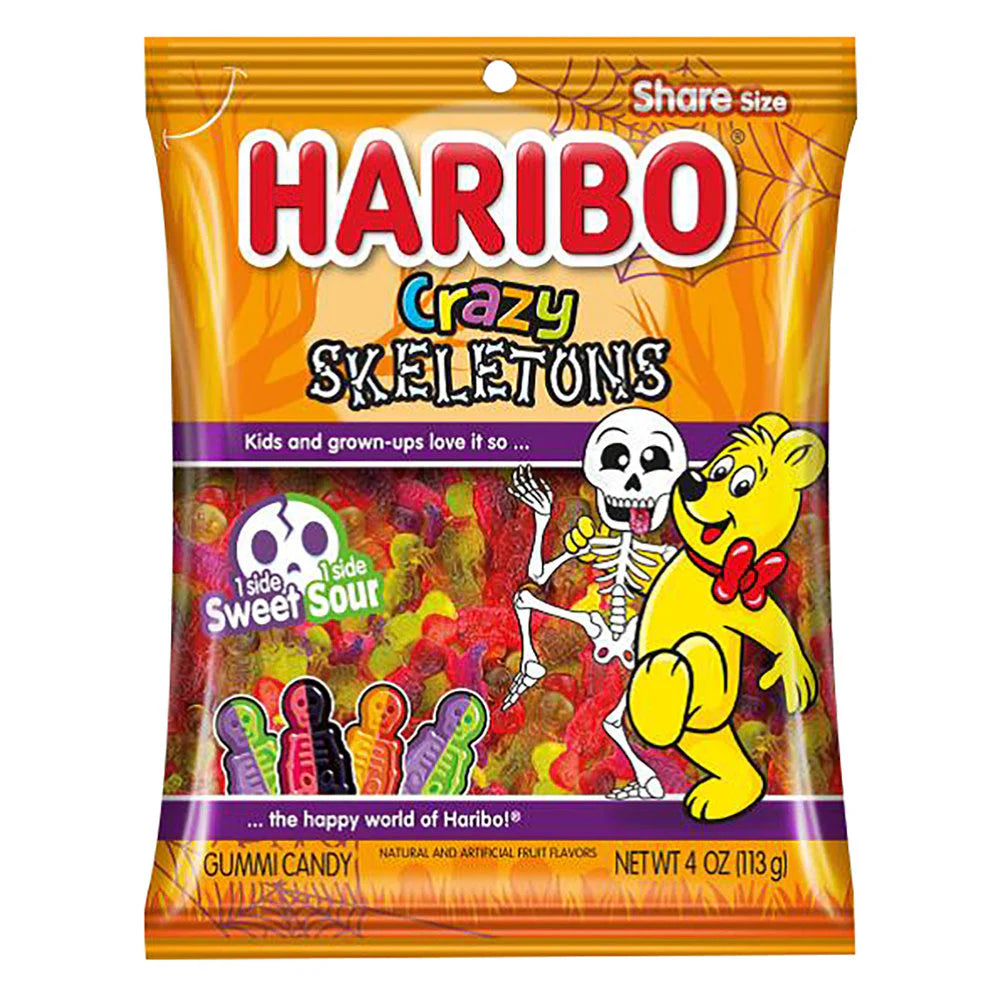 Halloween - Haribo Skeletons Peg Bag 4oz X 12 Units