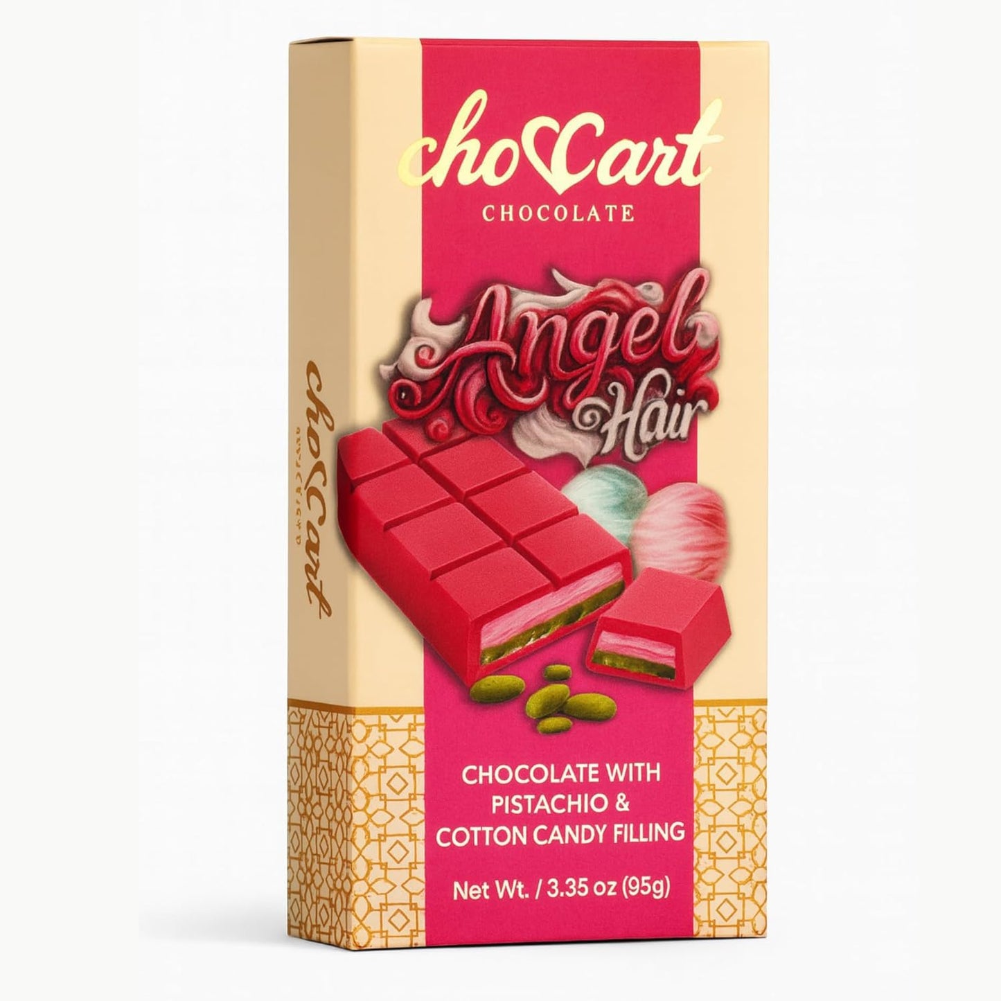 Choccart Dubai Chocolate Pistachio & Cotton Candy 3.35oz(95g) X 6 units