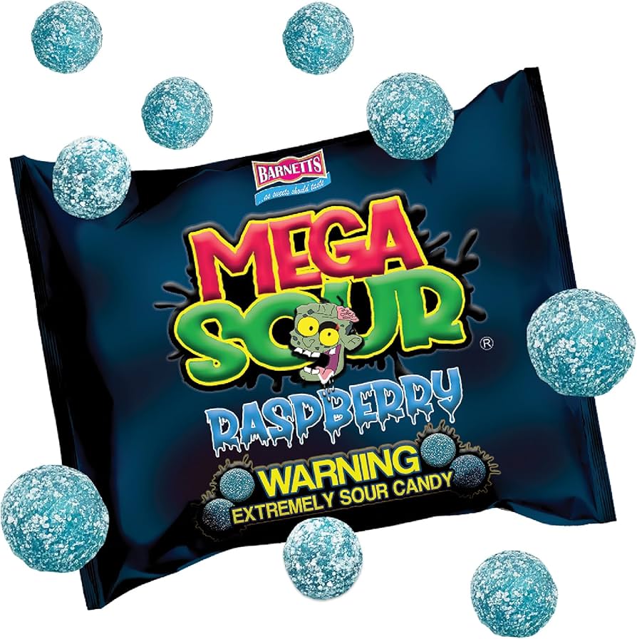 UK Barnetts Mega Sour Raspberry 104g X 12 Units