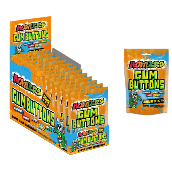 Alberts Howlers Sour Gum Buttons 1.66oz X 12 units