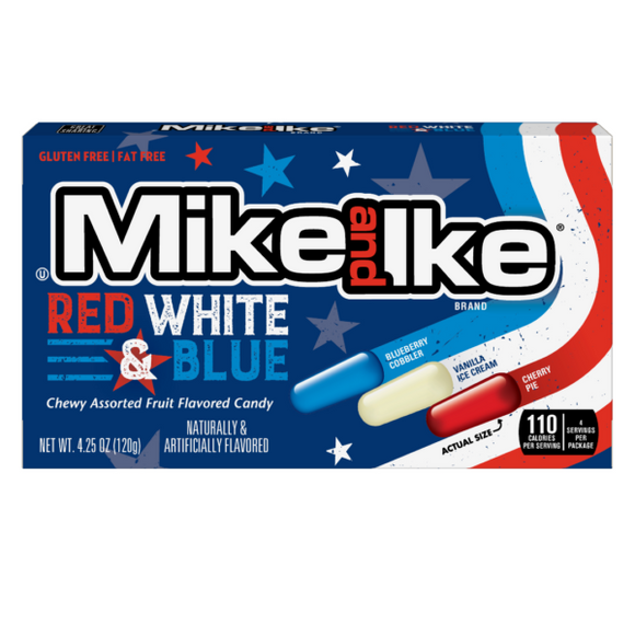 Theater Box Mike & Ike Red White & Blue 4.25oz X 12 Units