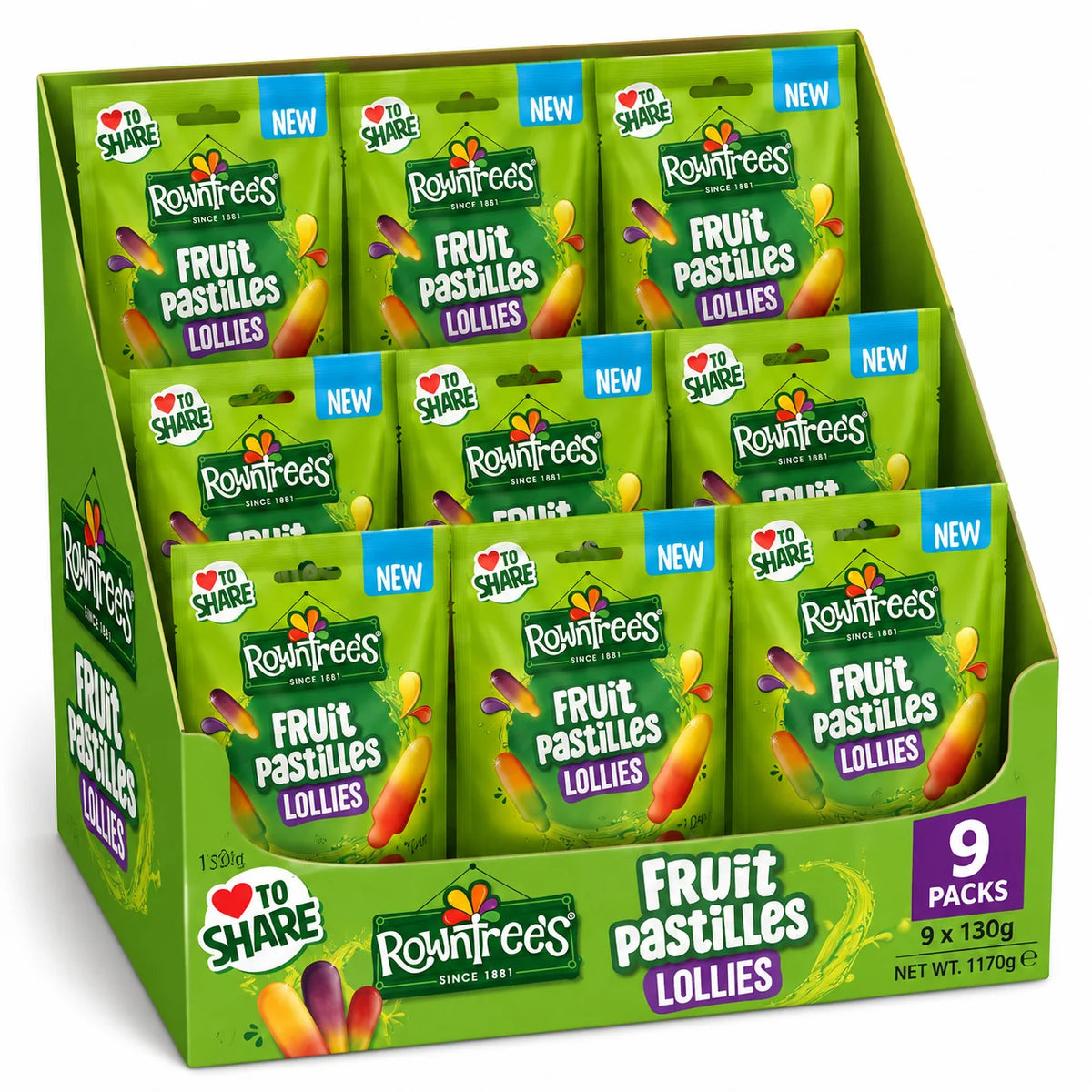 UK Rowntrees Fruit Pastilles Lollies Pouch 130g X 9 Units