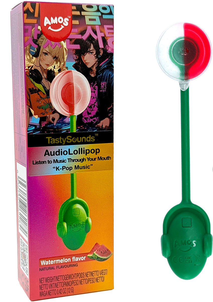 Amos Tastysounds Kpop Audio Lollipop Watermelon .42oz X 12 Units