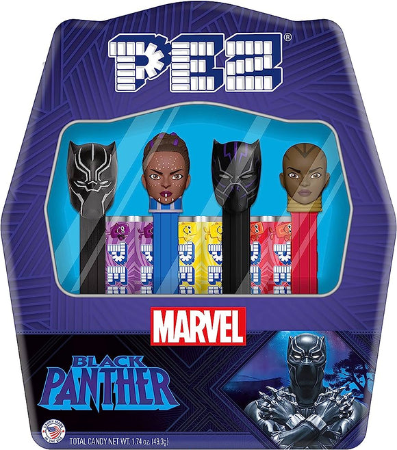 Pez Gift Set Tin Black Panther (4 Dispensers+6rolls) X 1 Unit