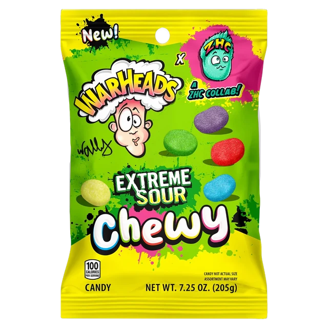 Warheads Extreme Sour Chewy Peg Bag 4.5oz X 12 Units