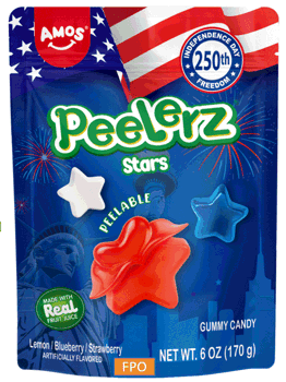 Amos Peelerz Gummy Stars 6oz X 12 Units