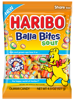 Haribo Sour Balla Bites 4.5oz X 12 Units