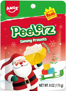 Christmas - Amos Peelerz Holiday Gummy Presents 6oz X 12 Units