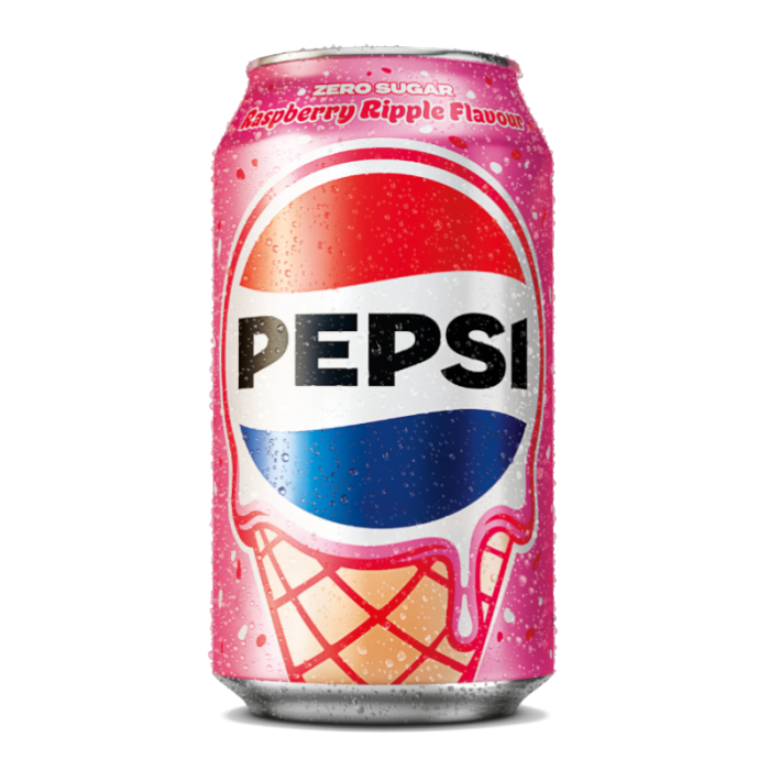 UK Pepsi Zero Raspberry Ripple 330ml X 24 Units