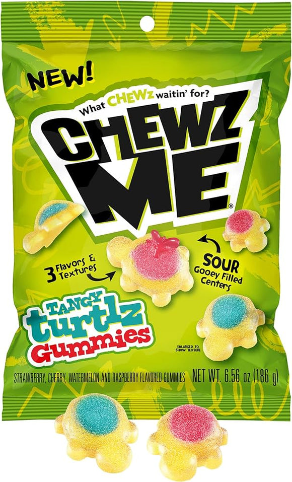 Colombina Chewz Sour Gummies Turtle Peg Bag 3.2OZ X 12 Units