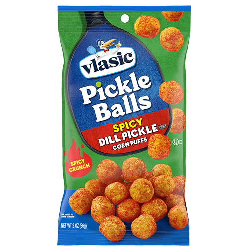 Vlasic Pickle Balls Spicy Dill Pickle Flavored Corn Puffs 2oz X 12 Units