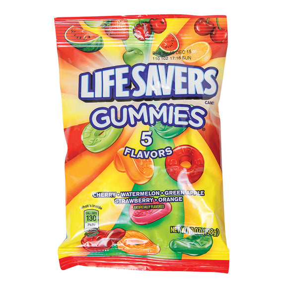 Lifesavers Gummies 5 Flavor Peg Bag 7oz X 12 Units