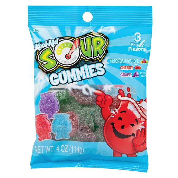 Kool-Aid Sour Gummies Peg Bag 4oz X 12 Units
