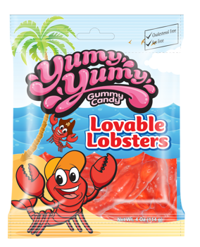 Yumy Yumy Loveable Lobsters Peg Bag 4oz X 12 Units