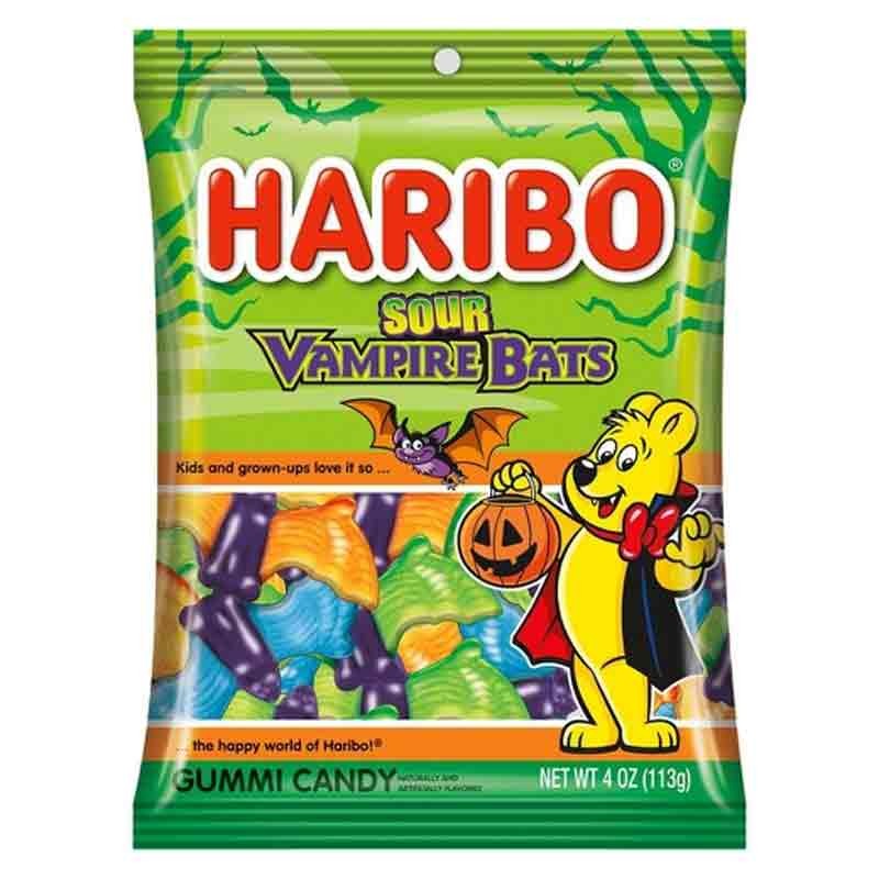 Halloween - Haribo Sour Vampire Bats Peg Bag 4oz X 12 Units