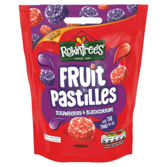 Uk Rowntrees Fruit Pastiles Strawberry & Blackcurrent Peg Bag 143g X 10 Units // EXP Aug 2024
