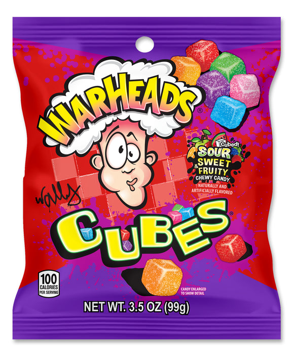 Warheads Chewy Cubes Peg Bag 3.5oz X 12 Units