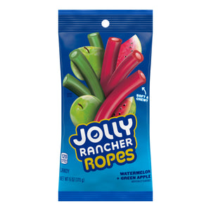 Jolly Rancher Ropes Watermelon & Green Apple Flavored Candy Peg Bag 6oz X 12 Units