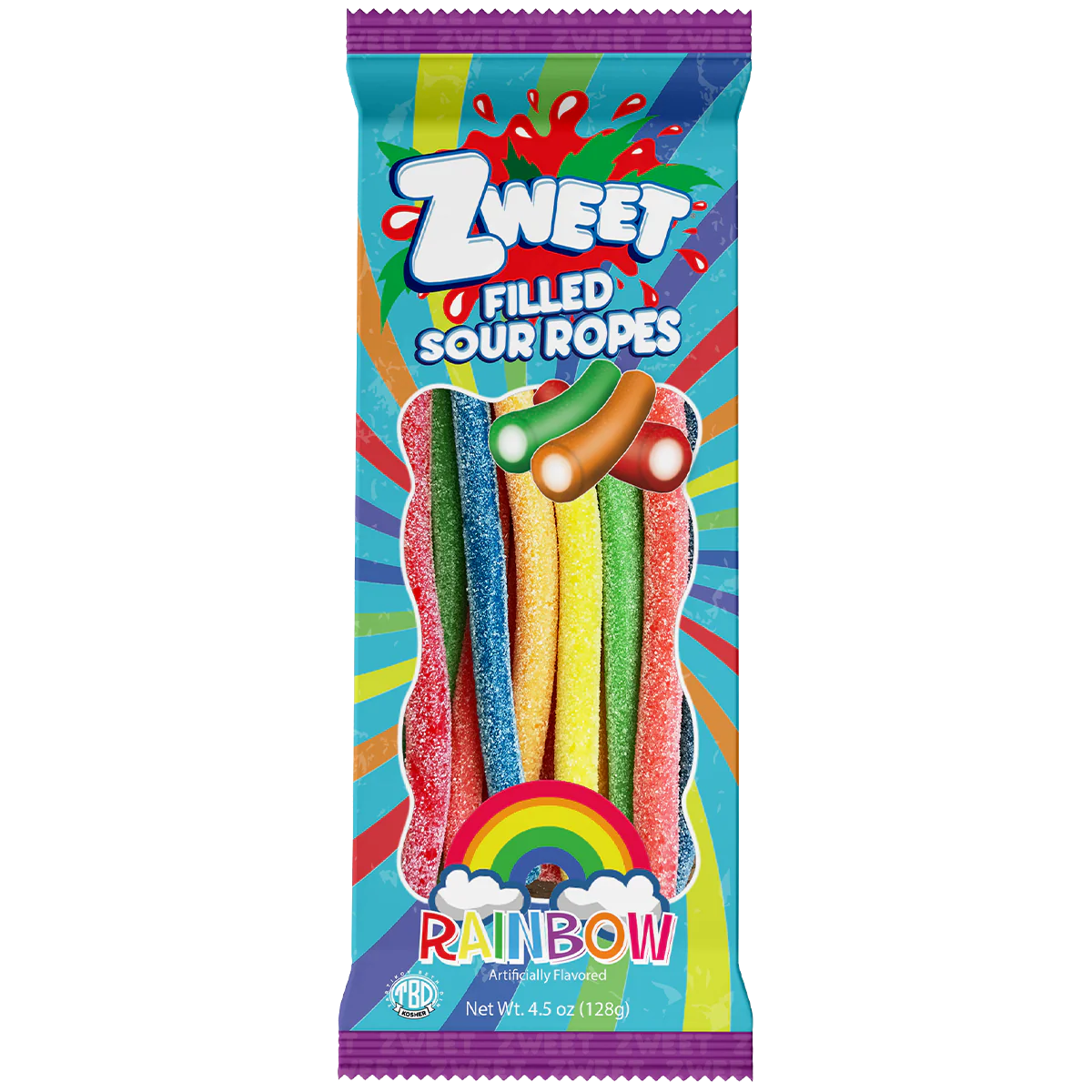 Zweet Sour Rainbow Ropes 4.5oz X 12 Units