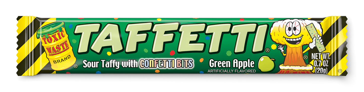 Toxic Waste Taffetti Green Apple .7oz X 24 Units