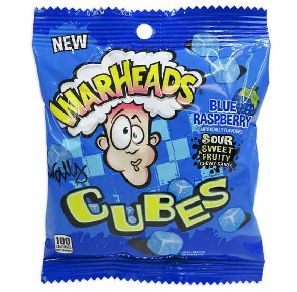 Warheads Cubes Blue Raspberry Peg Bag 3.5Oz X 12 Units