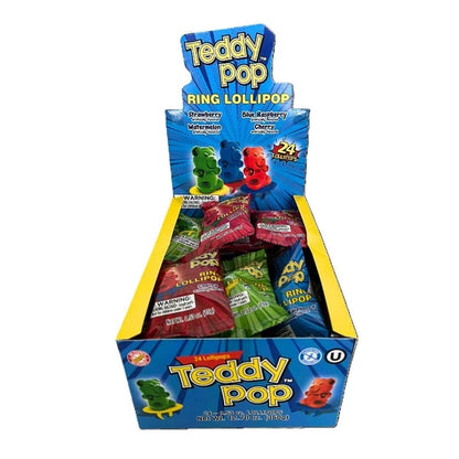 Exclusive Brands Teddy Pop Ring Lollipop .53oz X 24 Units