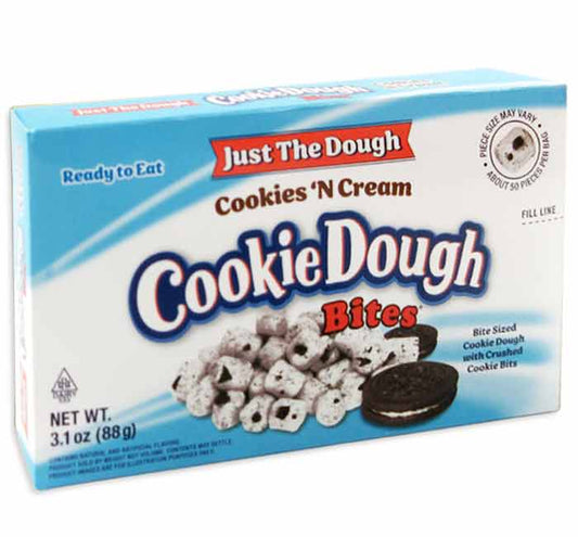 Just The Dough Cookies N' Cream Cookie Dough Bites Theater Box 3.1oz X 12 Units