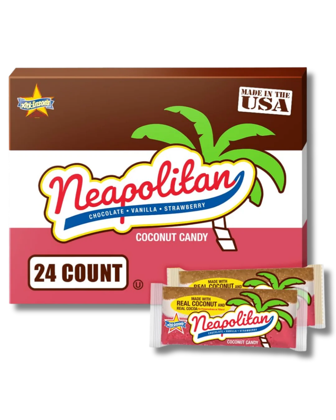 Atkinson Neapolitan Coconut Bar 1.65oz X 24 Units
