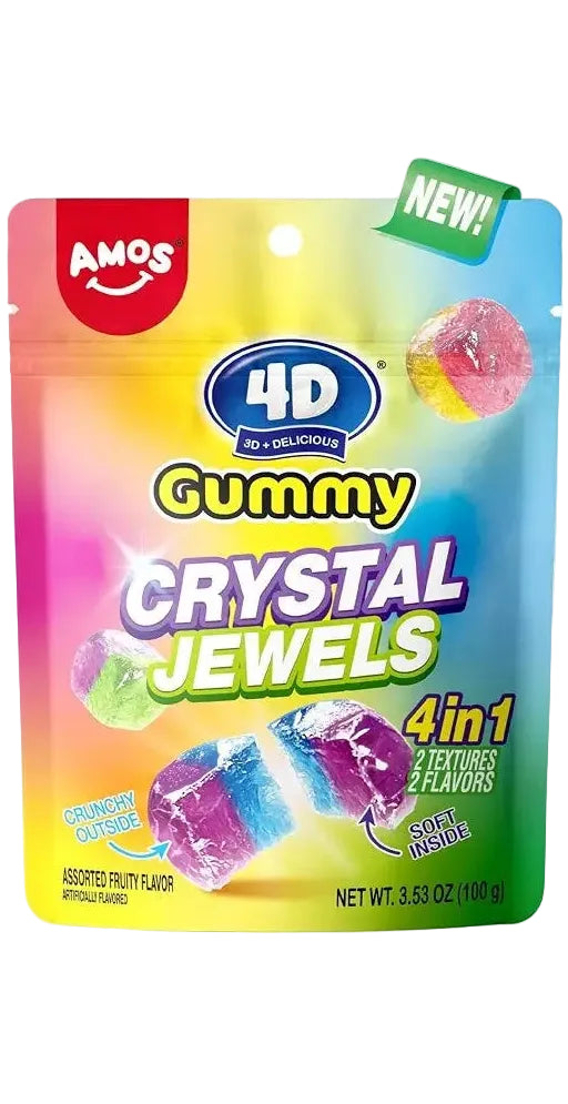 Amos 4D Gummy Crystal Jewels Bag 3.53oz X 12 Units