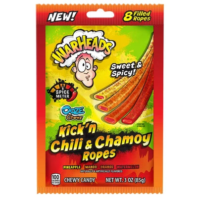 Warheads Kick'n Chili & Chamoy Ropes Peg Bag 3oz X 12 Units