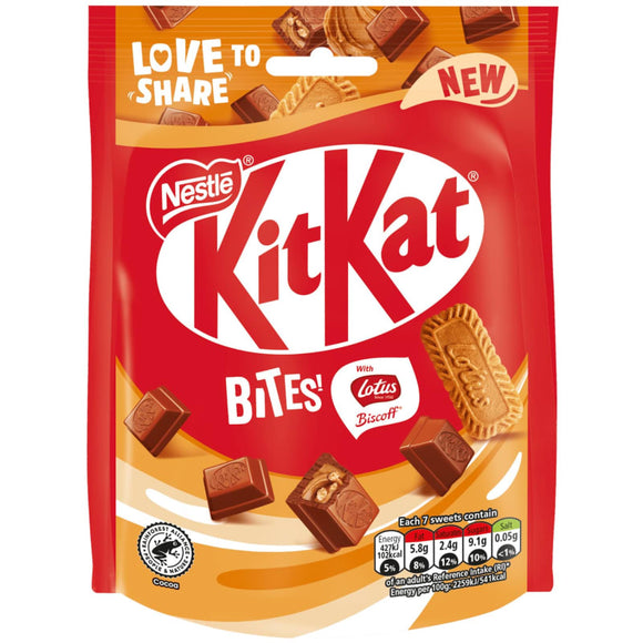 UK Kit Kat Bites Biscoff Peg Bag 90g X 8 Units