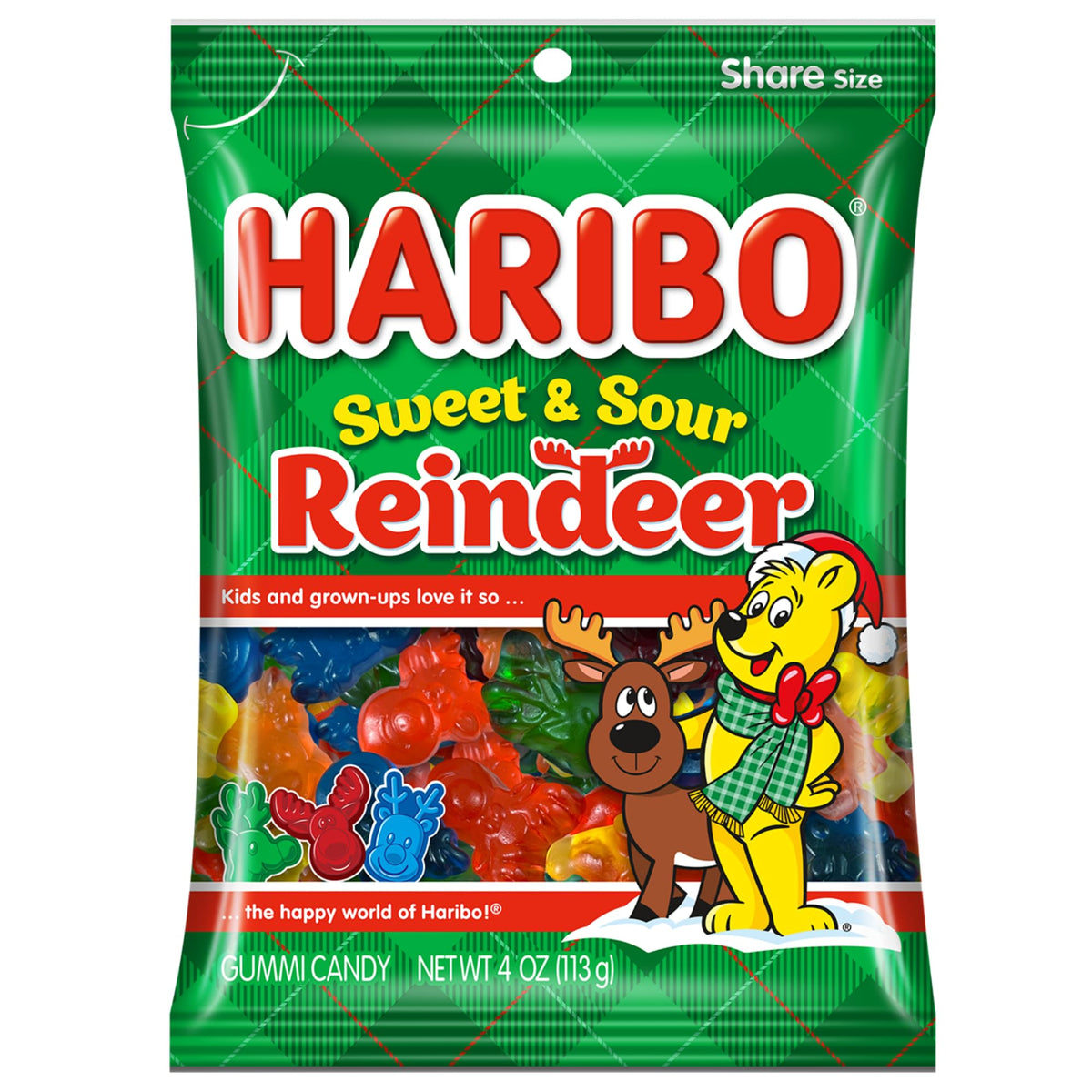 Haribo Sweet & Sour Reindeer 4oz x 12 Units