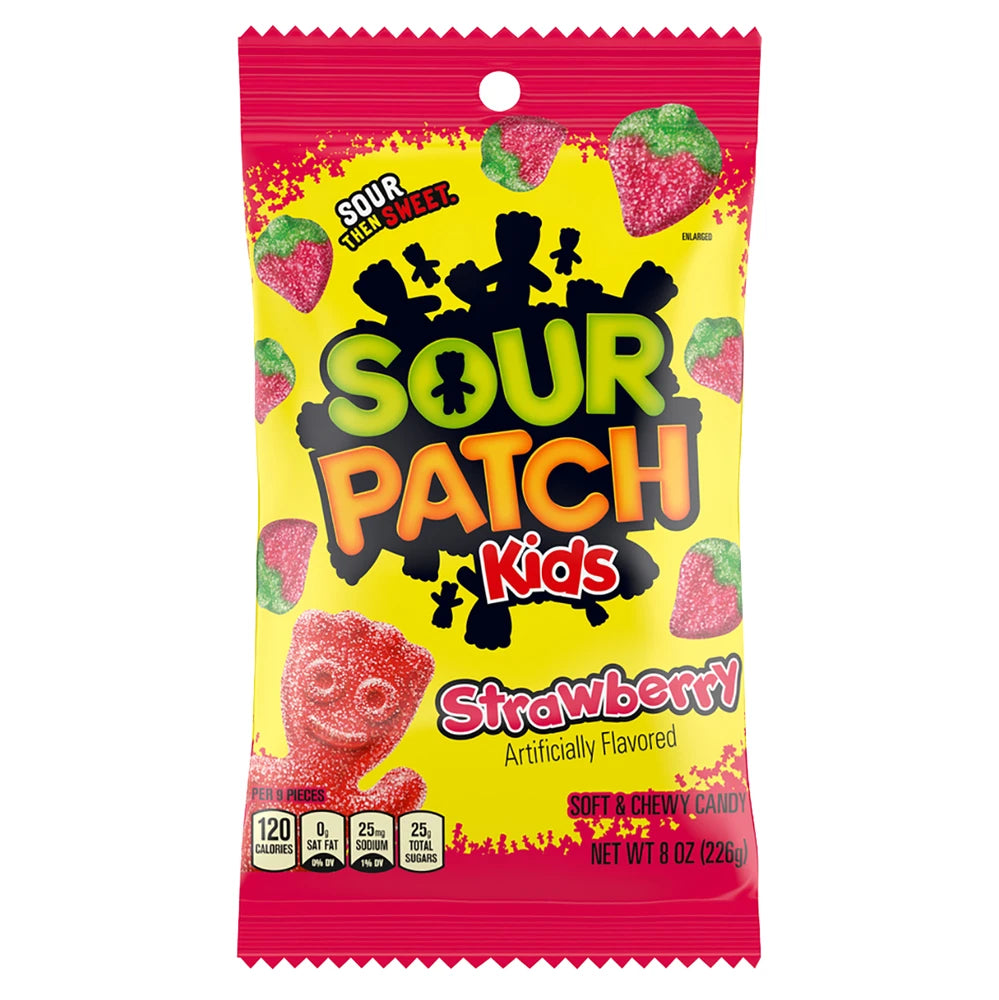 Sour Patch Kids Strawberry Peg Bag 8oz X 12 Units