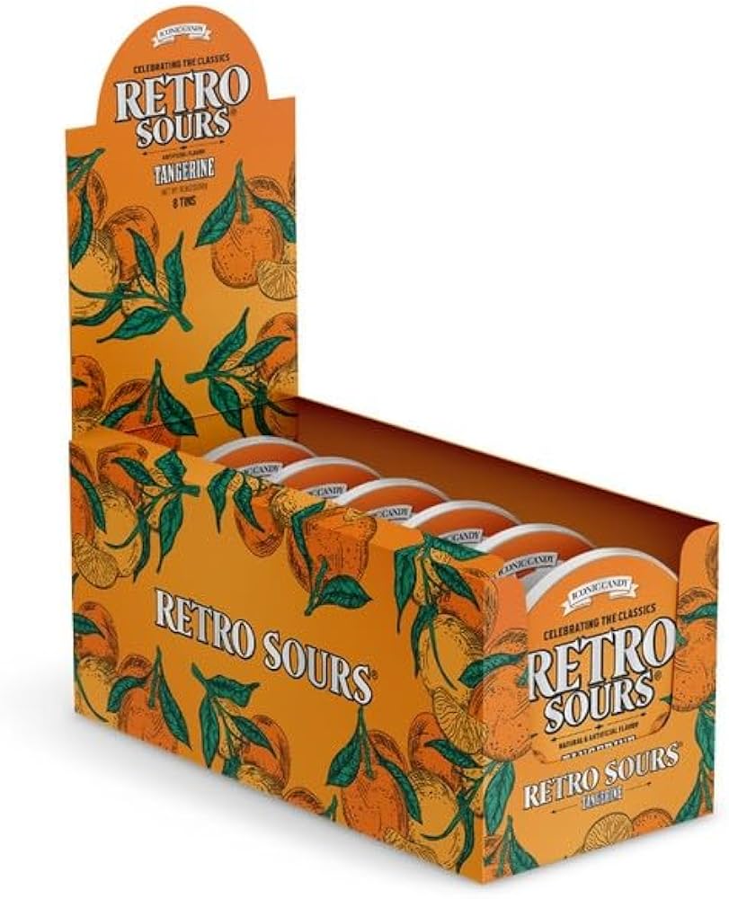 Iconic Retro Sours Tangerine 60g Tin X 8 Units