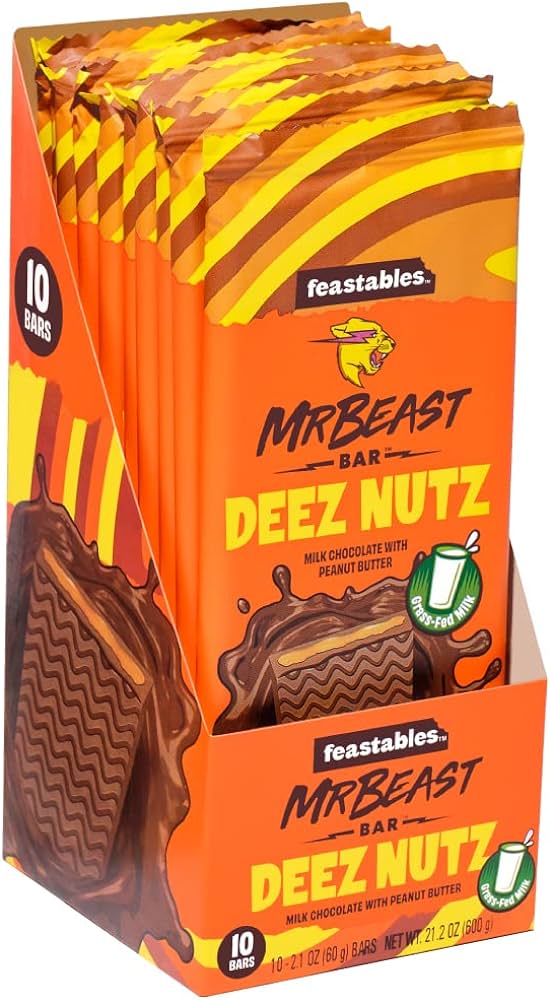 Feastables MrBeast Bar - Deez Nutz Chocolate 2.1OZ (60G) X 10 Units
