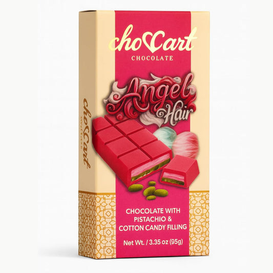 Choccart Dubai Chocolate Pistachio & Cotton Candy 3.35oz(95g) X 6 units