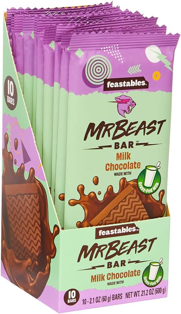 Feastables MrBeast Bar - Milk Chocolate 2.1OZ (60G) X 10 Units