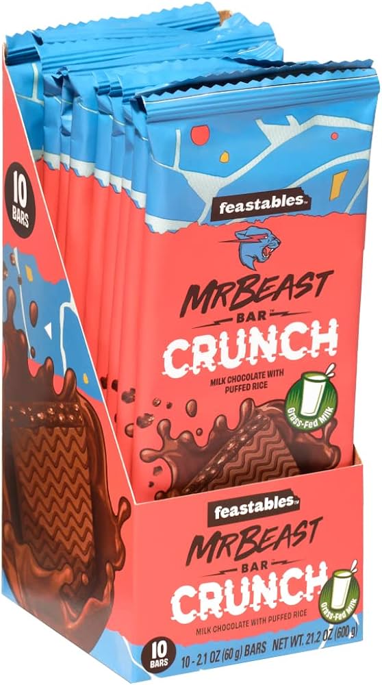 Feastables MrBeast Bar - Crunch Chocolate 2.1OZ (60G) X 10 Units