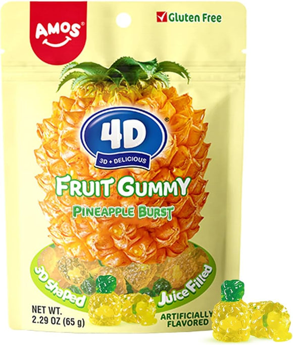 Amos 4D Gummy Pineapple Burst Sub Bag 6oz x 12 Units