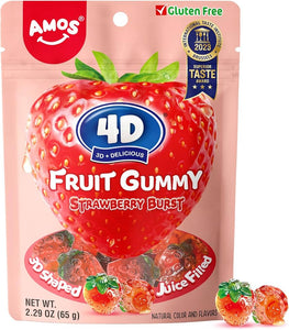 Amos 4D Gummy Strawberry Burst Sub Bag 6oz x 12 Units