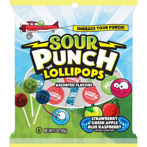 A&B Sour Punch Pops Peg Bag 3oz X 12 Units