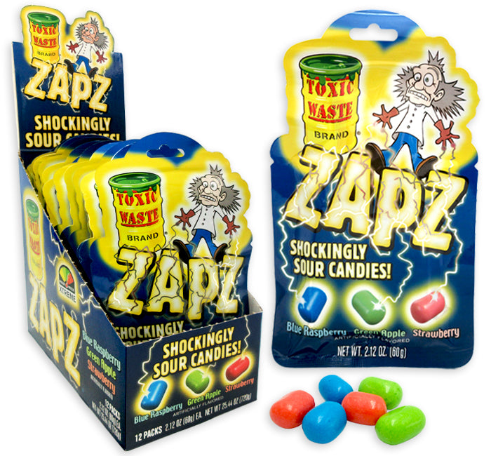 Toxic Waste Zapz Assorted Sour Candies 2.12oz X 12 Units