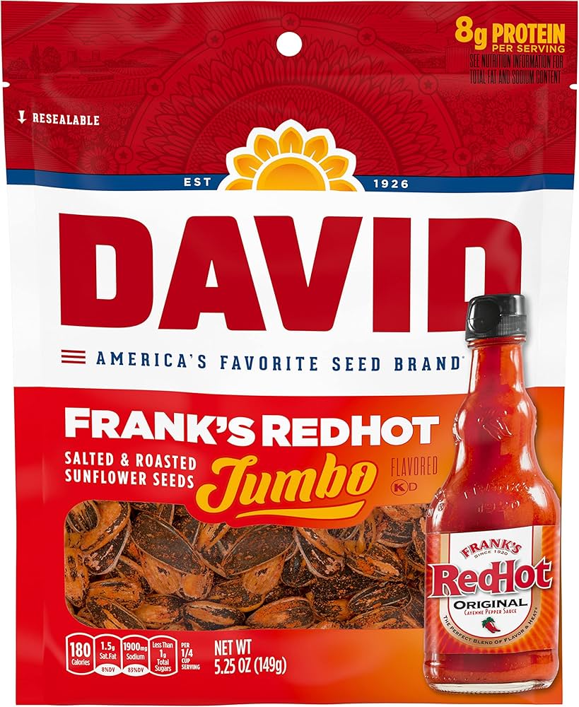 David Jumbo Red Hot Sunflower Seeds 5.25oz X 12 Units