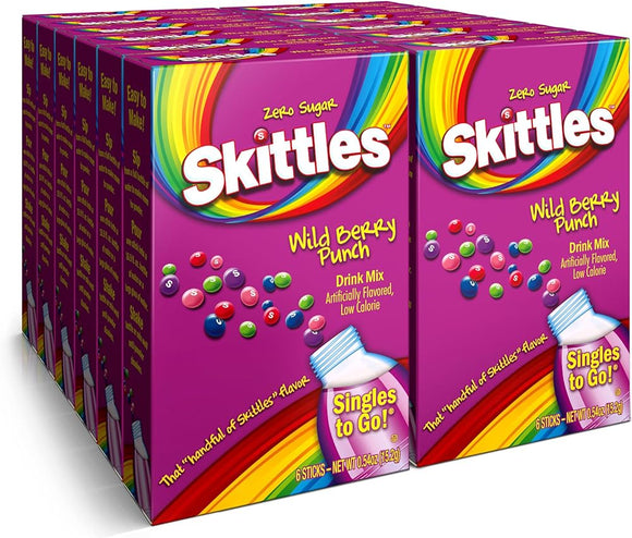 Singles to Go - Skittles - Wild berry Punch  (6 Pack) X 12 Units