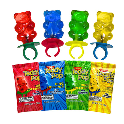Exclusive Brands Teddy Pop Ring Lollipop .53oz X 24 Units