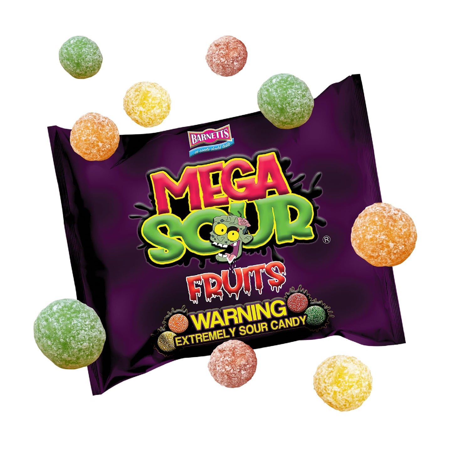 UK Barnetts Mega Sour Fruits 104g X 12 Units
